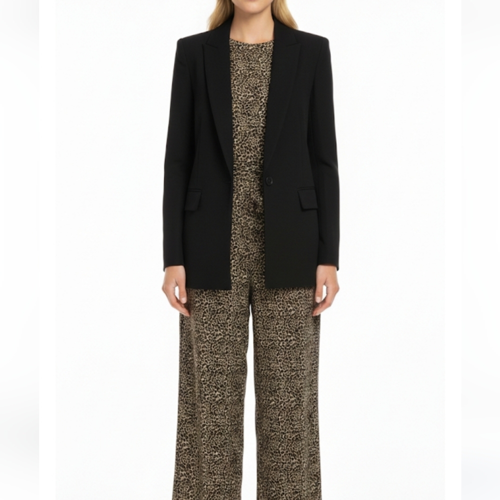 Micheal Michael Kors Mob Wife Elegant leopard print Crop Jumpsuit Sz 10 - Picture 14 of 15